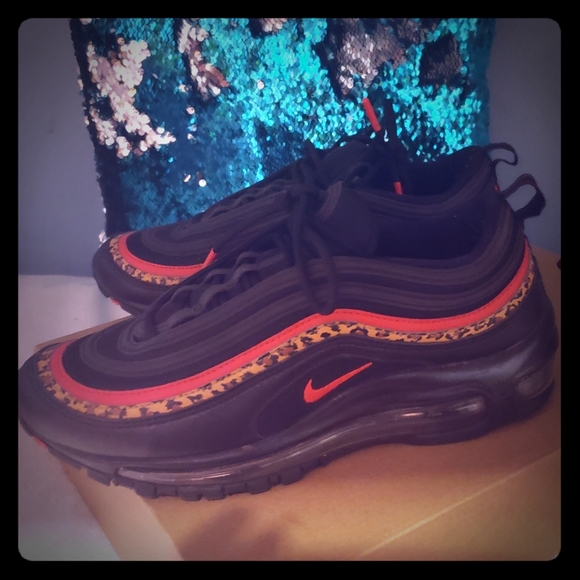 black red and cheetah air max 97